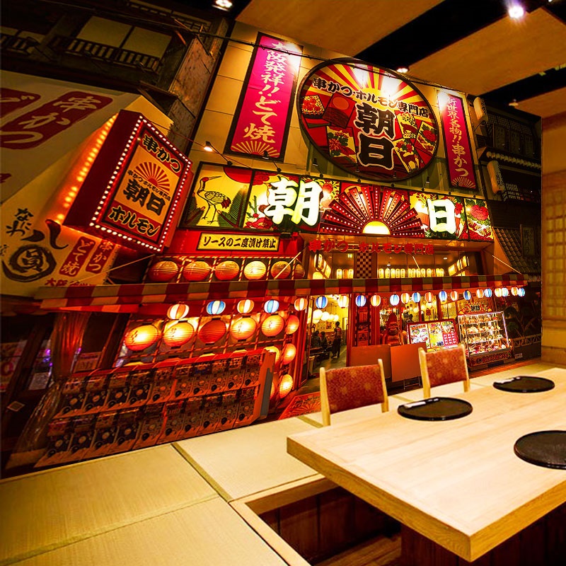 日式风格居酒屋墙纸和风装饰墙布日料寿司店餐厅清酒馆背景墙壁纸图片