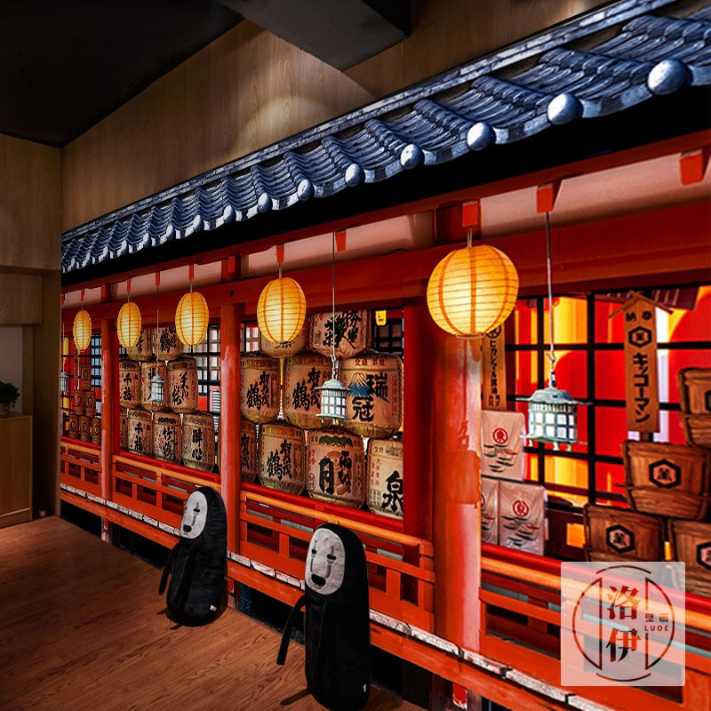 日本居酒屋背景墙纸日料餐厅清酒墙布和风装饰烤肉日式寿司店壁纸