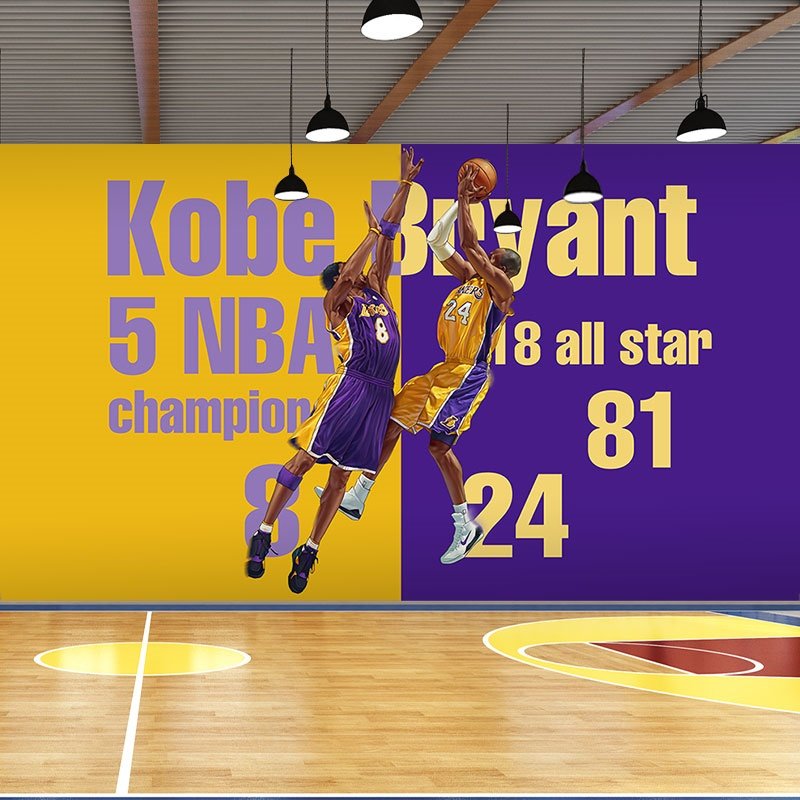 欧美nba篮球明星科比墙布室内体能馆健身房壁纸墙面运动涂鸦墙纸