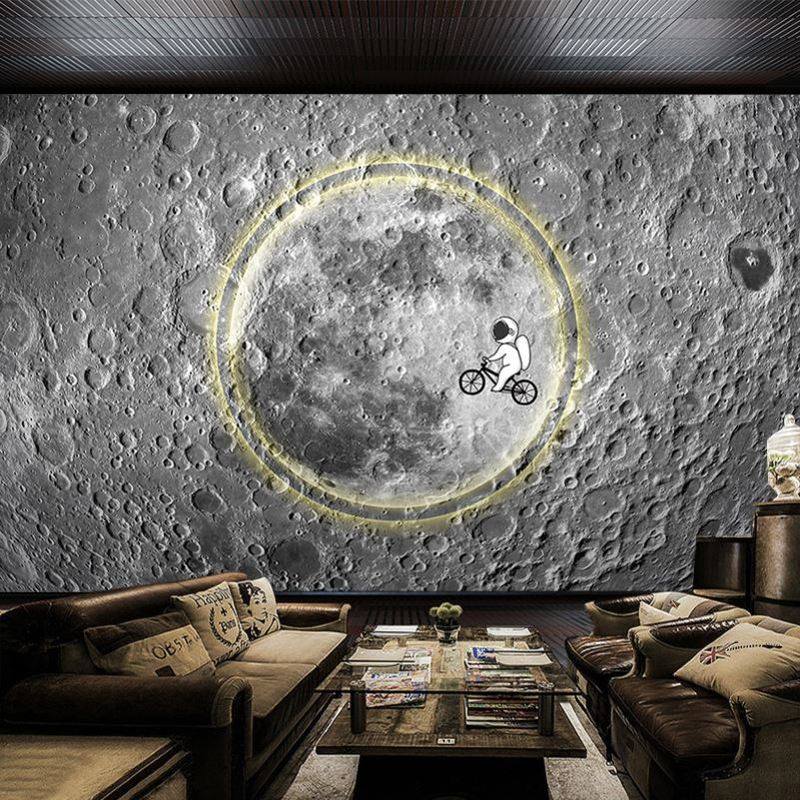 月球表面凹凸壁纸浮雕太空主题卧室酒吧清吧自拍馆直播间背景墙纸