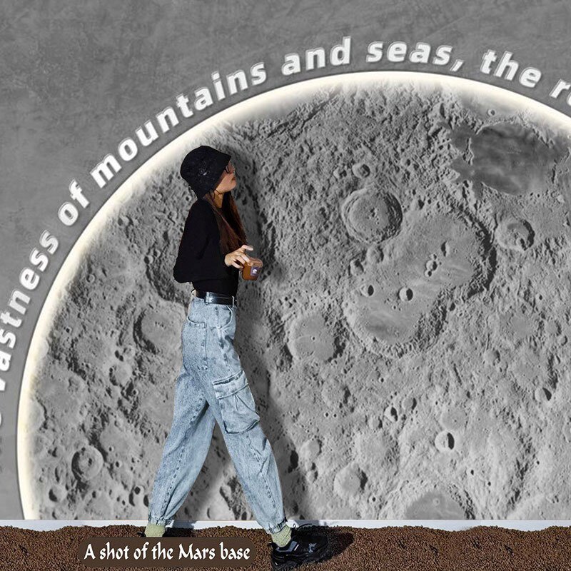 月球表面壁纸工业风网红拍照半圆月亮微水泥肌理浮雕艺术背景墙纸