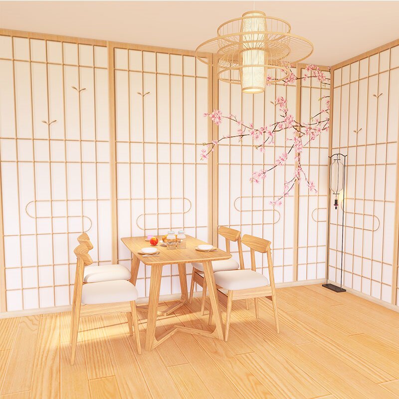 3d日式和风墙纸格子榻榻米民宿餐厅寿司料理店包厢剧本杀拍照壁纸