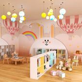 卡通兔子少儿教育培训机构墙纸小主持口才演讲舞台背景墙布3d壁纸