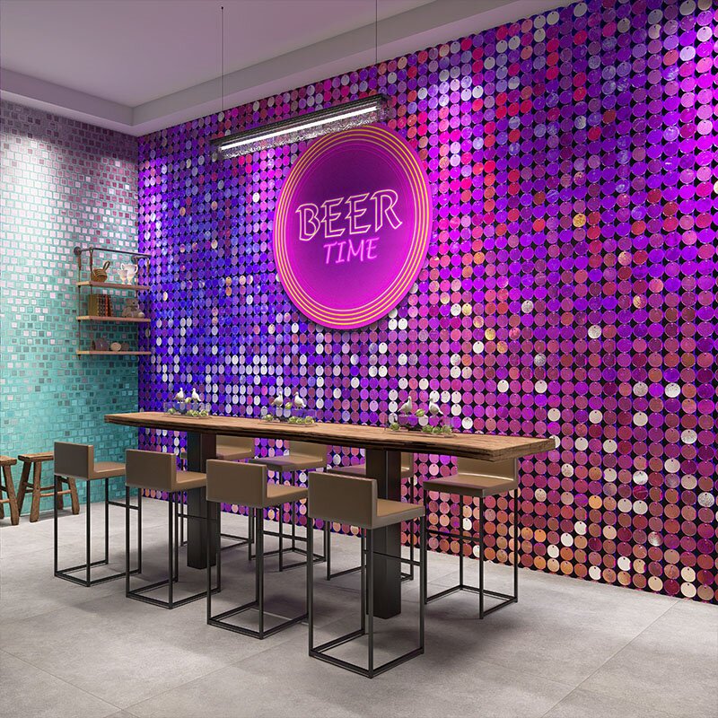 网红ins风亮片几何格子墙纸直播拍照背景墙ktv奶茶店美甲店壁纸