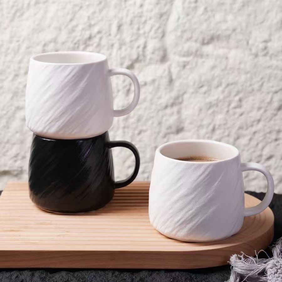 高颜值磨砂咖啡杯女新款杯子男泡燕麦专用杯牛奶早餐杯陶瓷马克杯图片