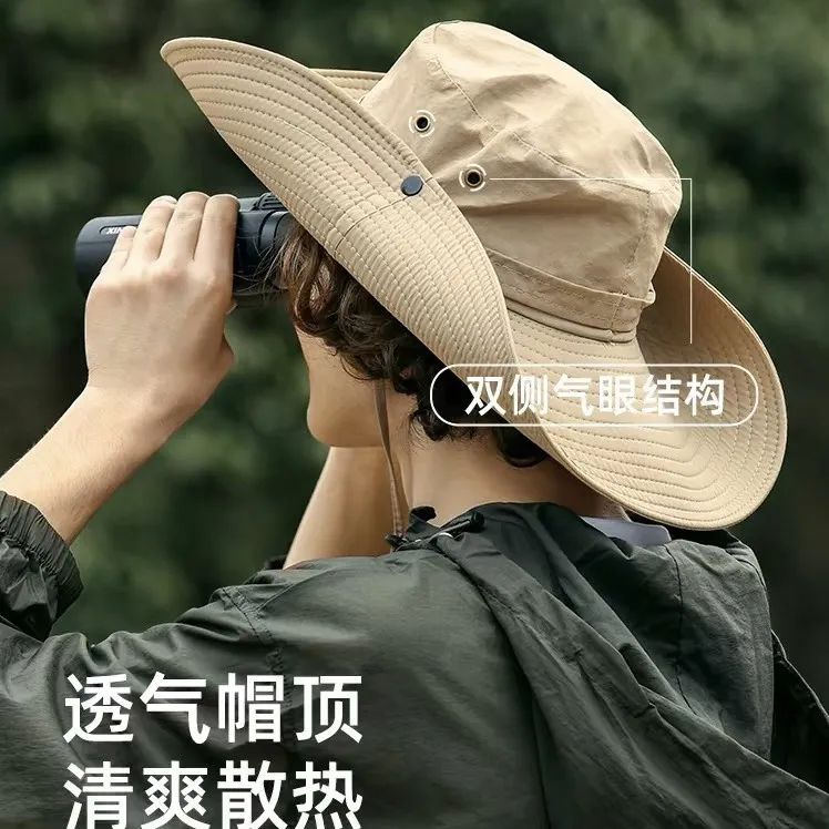 西部牛仔帽渔夫帽爬山沙漠防晒帽女户外太阳男遮阳帽子登山帽徒步