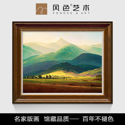 风色巨人山山水风景油画美式客厅玄关书房挂画沙发背景墙装饰画