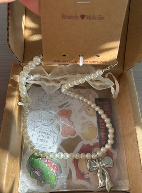 bm珍珠项链女生蝴蝶结吊坠串珠锁骨链国内代购正品brandymelville