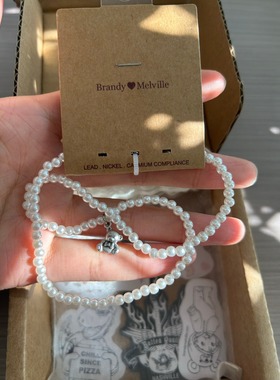 bm项链女生泰迪熊吊坠珍珠串珠choker国内代购正品brandymelville