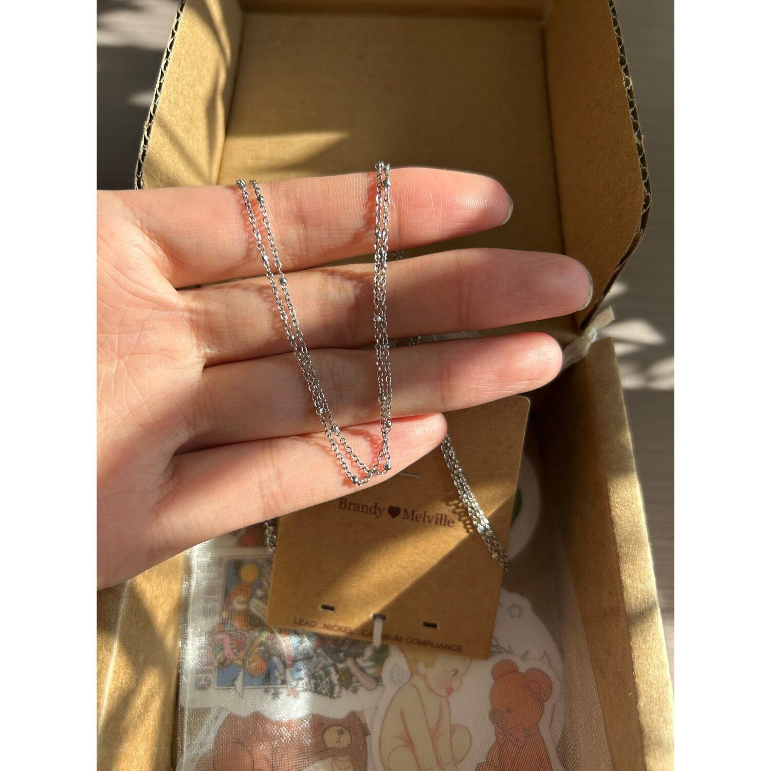 bm双层链条项链女款简约小圆珠锁骨链国内代购正品brandymelville