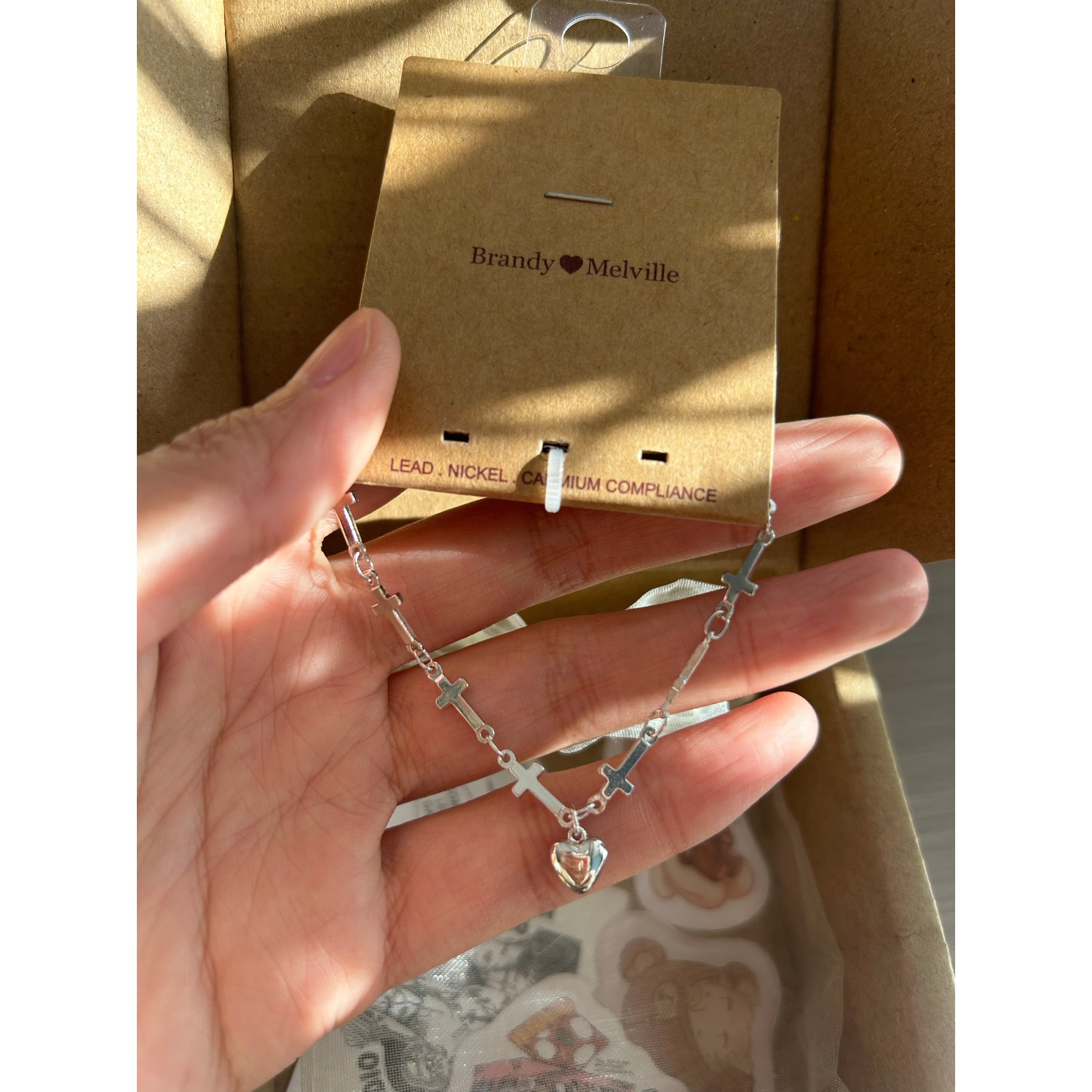 bm手链女学生新款十字架爱心手饰靠谱国内代购正品brandymelville