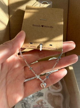 bm手链女学生新款十字架爱心手饰靠谱国内代购正品brandymelville