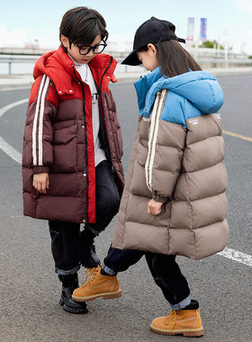 男童大童宽松加厚长款羽绒服