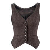 秋冬咖啡毛呢马夹上衣 LOVE ROSE原创设计师 外搭骑士马甲背心