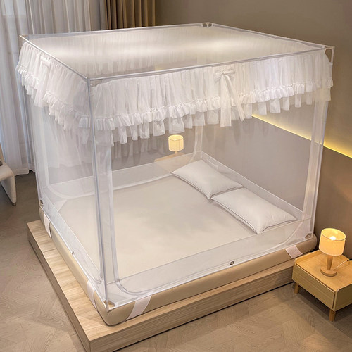 新款全底坐床式拉链蚊帐三开门防