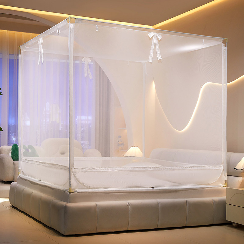 2025简约唯美防蚊拉链蚊帐回底床笠款防宝宝掉床家用卧室防摔防尘