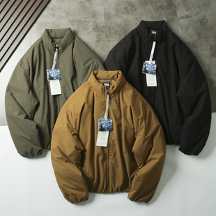 上身帅气 日系复古男女蓬松90白鸭绒宽松BF立领保暖羽绒服外套