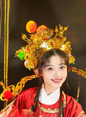 财神帽子cos道具戏曲财神服装金雕影楼摄影新年成人头饰帽子