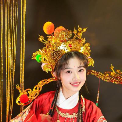 财神帽子cos道具戏曲财神服装金雕影楼摄影新年成人头饰帽子