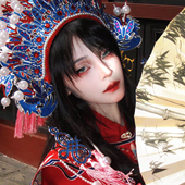 解雨臣头饰COS戏剧戏曲凤冠贵妃醉酒新娘头饰凤冠霞披中式 摄影