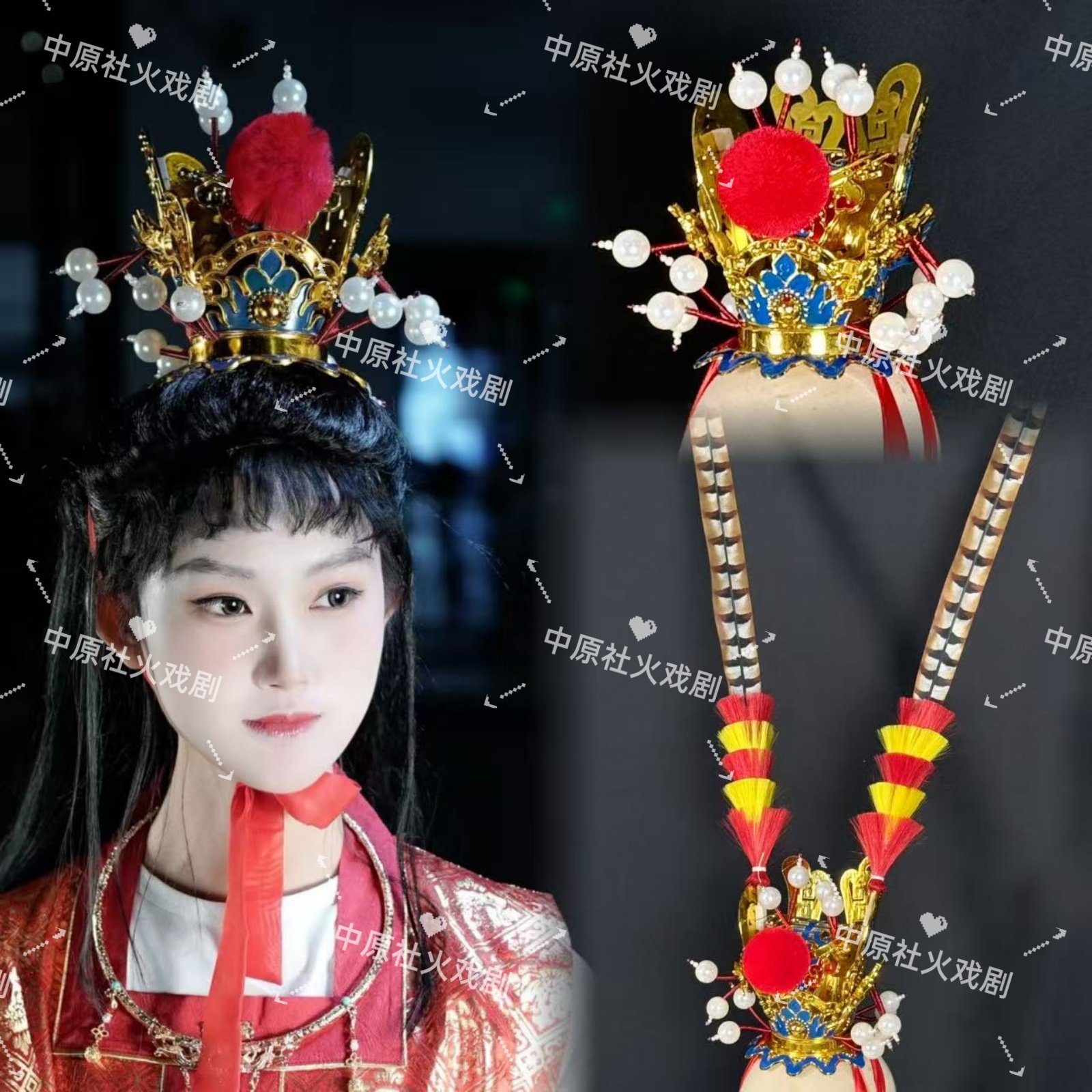 贾宝玉头饰戏曲紫金冠孙悟空美猴王头饰太子冠贾宝玉帽子