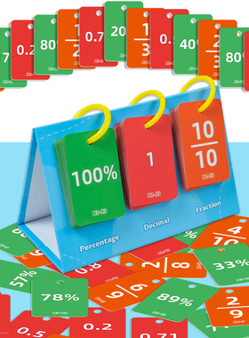 分数小数百分数转换新教具儿童数学启蒙小学逻辑思维认知台式卡片