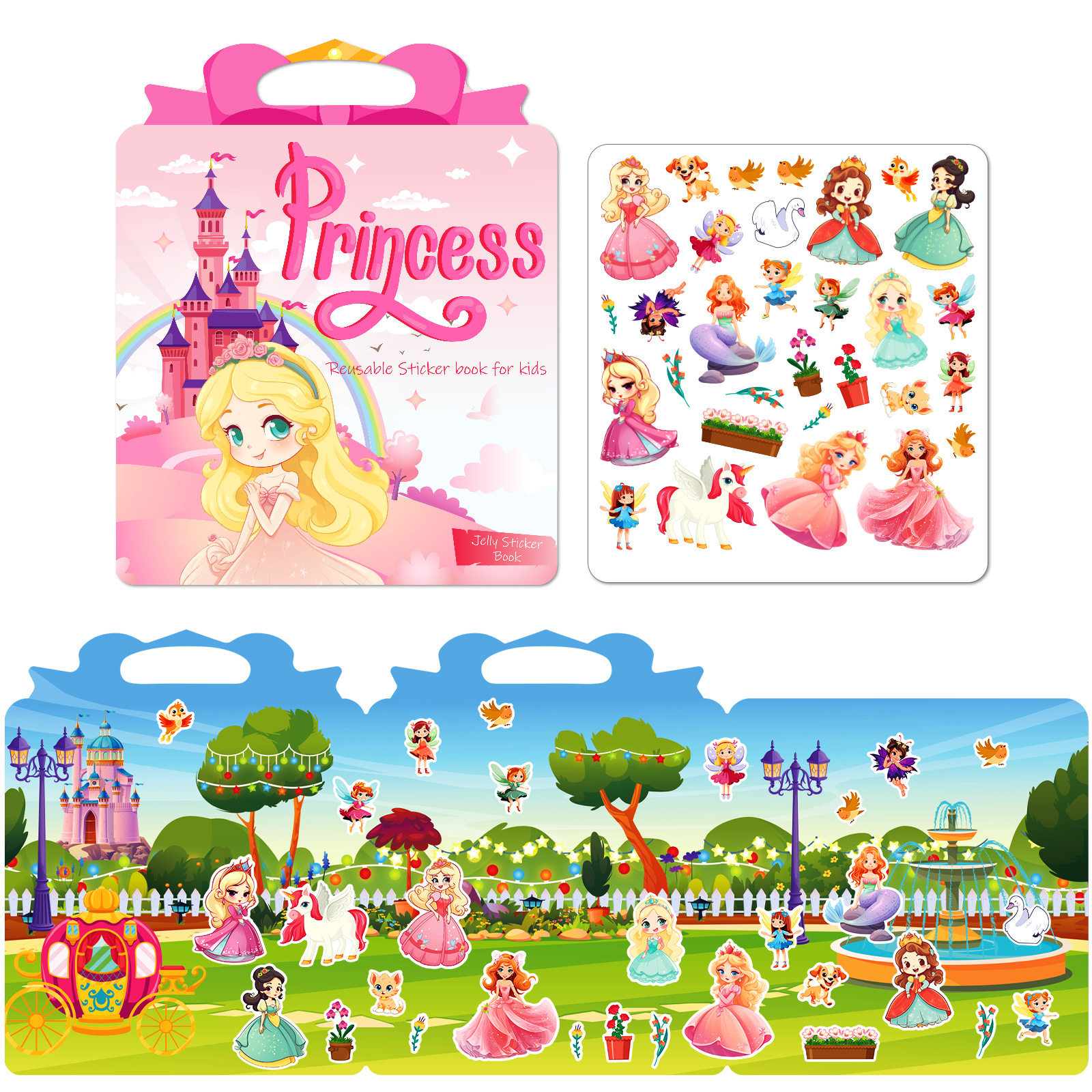 外贸出口女孩启蒙果冻贴纸反复粘贴儿童公主益智专注力安静玩具书,玩具/童车/益智/积木/模型,手工创意粘贴类,淘宝优惠券,粉丝福利购,淘宝优惠卷