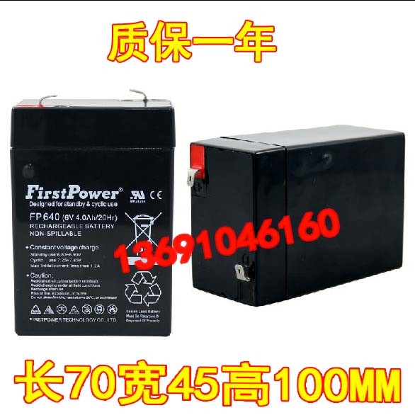 FirstPower蓄电池 FP640 6V4.0AH/20HR电子称玩具车童车用电瓶