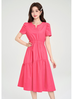 xzcv夏季法式气质a字裙复古收腰显瘦连衣裙时尚百搭女神范裙子