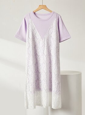 XZCV 2025年春夏季新款圆领清新针织衫印花设计感女式百搭连衣裙