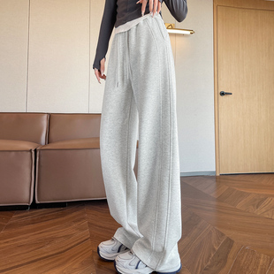 女 窄版 直筒阔腿女秋冬lulu裤 子高个子空气层高腰休闲运动卫裤 长裤