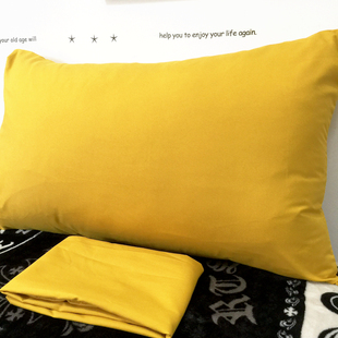 一对装 纯色枕套枕头套枕芯套48*74cm非纯棉单色姜黄色土黄焦黄桔