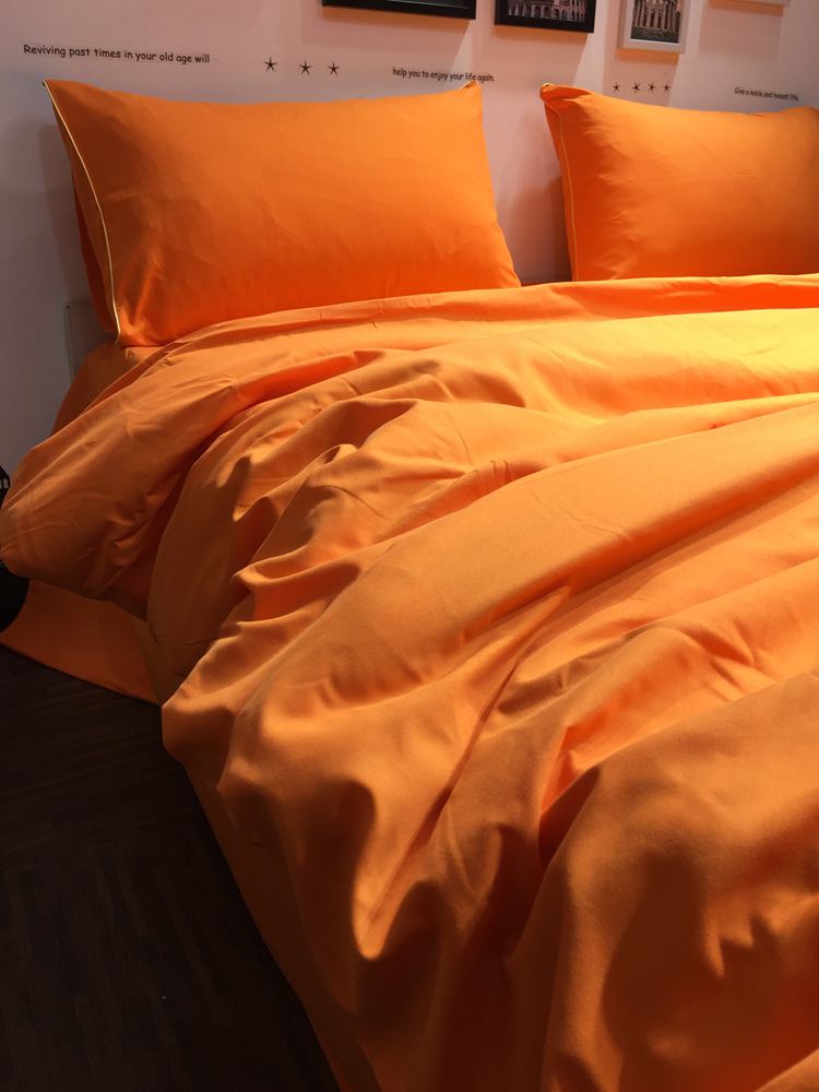 纯色床品被套三四件套1.8m床单双人1.5米1.2宿舍橘黄桔黄色橙色-封面