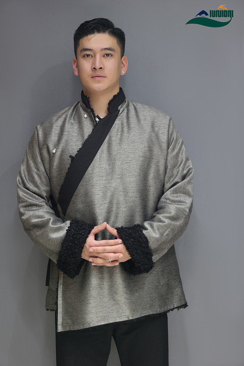 티베트 의류 티베트 코트 남자 2021 새로운 스타일 넥타이 V 넥 복고풍 스타일 티베트 스타일 코트 플러스 벨벳 코튼 코트 겨울 청소년