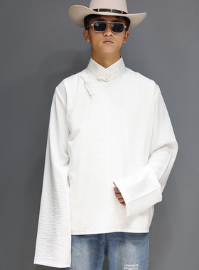 藏装衬衫男藏服上衣夏季