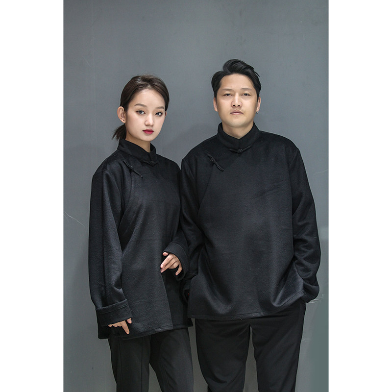 고대 티베트 코트 복고풍 고급 짧은 양면 캐시미어 탑 남성용 봄 여름 모직 티베트 의류 여성용 가을 겨울 대형 사이즈