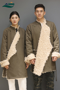 藏式男女士秋冬加厚中长款保暖棉衣外套民族风藏服蒙族袍新款新中