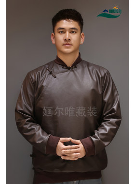 牛皮藏式男装外套春夏秋皮衣民族风复古衬衫 民族风棒球服夹克