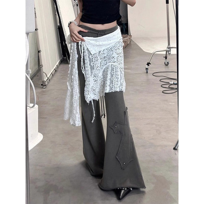 大码白色蕾丝叠穿屁帘女