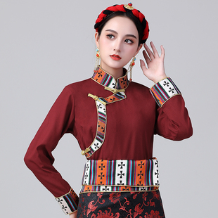 西藏服装女拉萨锅庄旅拍写真棉麻衬衫藏族藏式藏袍上衣衬衣民族风