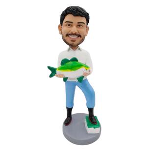 定制软陶人偶泥人雕塑真人手办礼物摇头公仔(bobbleheads)钓鱼佬