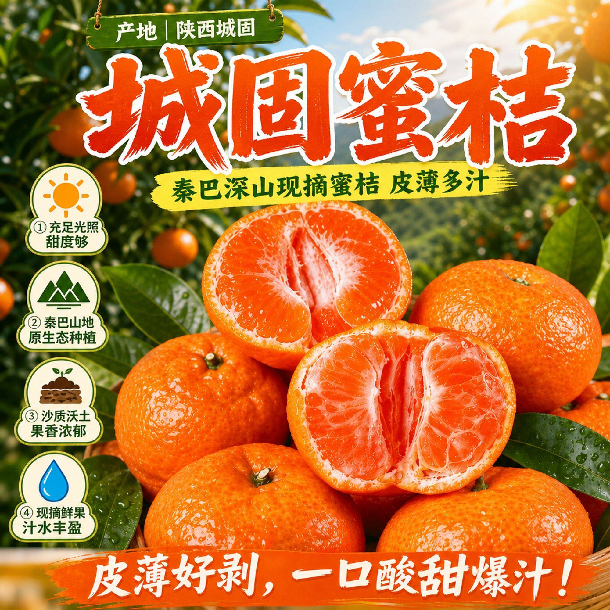 【现摘现发】陕西城固蜜桔新鲜水果高山坡地桔子孕妇水果薄皮桔子