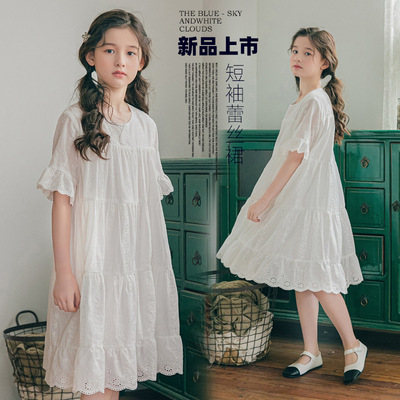 女童女孩初中生小学生蕾丝连衣裙