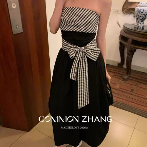 Common Zhang十三行正版CZ抹胸连衣裙高腰半身裙百搭连体外穿显瘦