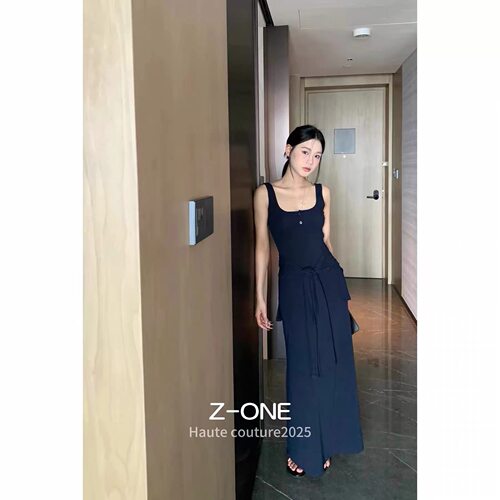 Z-ONE正版2026夏季新款洋气百搭显瘦配披肩长款无袖背心连衣裙女