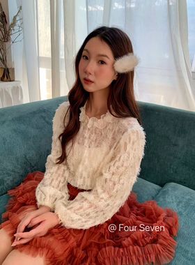 Fourseven法式蕾丝打底衫女秋冬新款内搭高级感气质上衣毛毛蕾丝