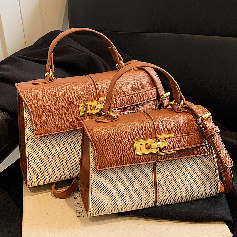 小众复古撞色手拎小包包女包2025新款高级感网红凯莉包单肩斜挎包,箱包皮具/热销女包/男包,小方包,淘宝优惠券,粉丝福利购,淘宝优惠卷