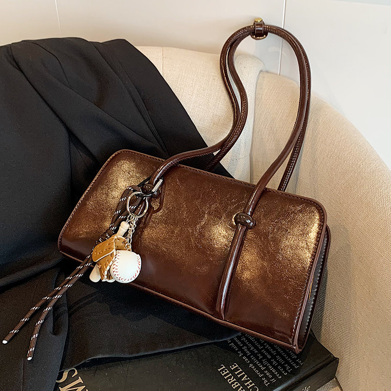 高级质感单肩腋下包包女包2025新款小众复古保龄球包大容量通勤包,箱包皮具/热销女包/男包,小方包,淘宝优惠券,粉丝福利购,淘宝优惠卷