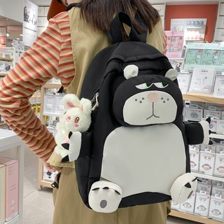 小众设计可爱书包女中学生小学生背包搞怪路西法猫猫大容量双肩包