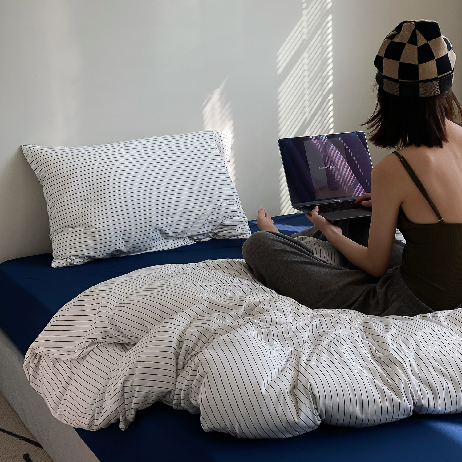 A类条纹全棉针织天竺棉四件套
